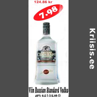 Allahindlus - Viin Russian Standard Vodka 40%,0,5l