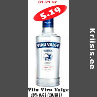 Allahindlus - Viin Viru Valge 40%,0,5l