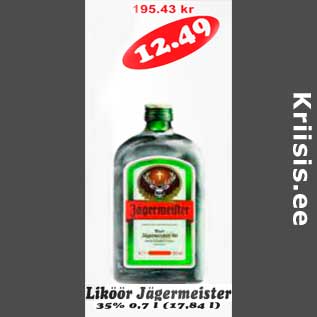 Allahindlus - Liköör Jägermeister 35%, 0,7 l