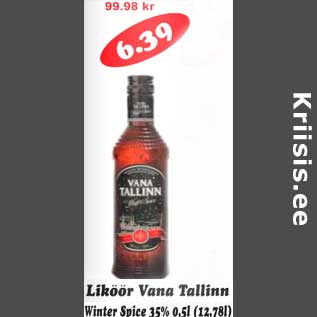 Allahindlus - Liköör Vana Tallinn Winter Spice 35%, 0,5 l