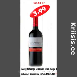 Allahindlus - Geogr.töhisega Lauavein Vina Maipo Cabernet Saugnon 12%,0,75l