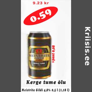 Allahindlus - Kerge tume õlu Meistrite Gildi 4,8%,0,5l