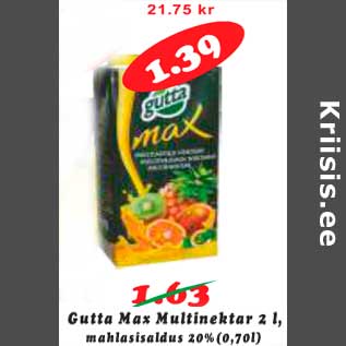 Скидка - Мультинектар Gutta Max 2 l, содержание сока 20%