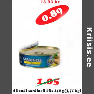 Allahindlus - Atlandi sardinell õlis 240 g