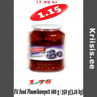 Скидка - Сливовый компот Fit Food, 680 г/350г