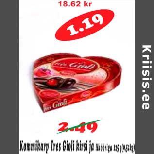 Скидка - Коробка конфет Tres Gioli вишня и ликер 135г