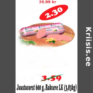 Allahindlus - Juustuvorst 600 g, Rakvere LK