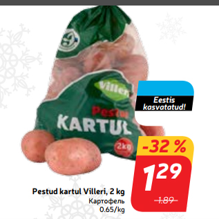 Allahindlus - Pestud kartul Villeri, 2 kg