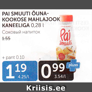 Allahindlus - PAI SMUUTI ÕUNA-KOOKOSE MAHLAJOOK KANEELIGA 0,28 L