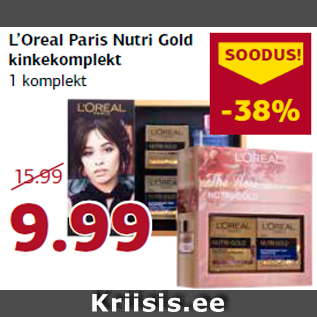 Allahindlus - L’Oreal Paris Nutri Gold kinkekomplekt