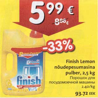 Allahindlus - Finish Lemon nõudepesumasina pulber