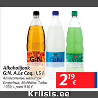 Allahindlus - Alkohoolijook G:N, A.Le Coq, 1,5 L