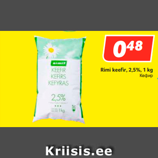 Allahindlus - Rimi keefir, 2,5%, 1 kg