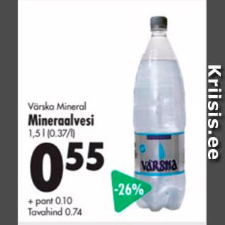 Allahindlus - Värska Mineral Mineraalvesi 1,5 l