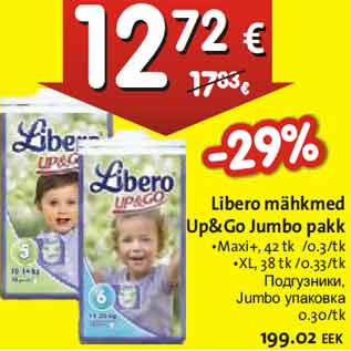 Allahindlus - Libero mähkmed Up&Go Jumbo pakk