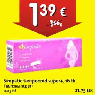 Allahindlus - Simpatic tampoonid super+