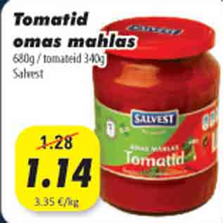 Allahindlus - Tomatid omas mahlas, 680g/tomatid 340g