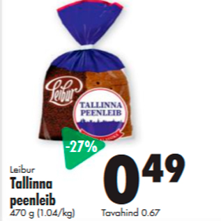 Allahindlus - Leibur Tallinna peenleib 470 g