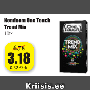 Allahindlus - Kondoom One Touch Trend Mix 10 tk