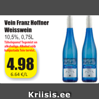 Скидка - Вино Franz Hottner Weisswein