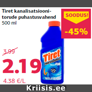 Allahindlus - Tiret kanalisatsioonitorude puhastusvahend 500 ml