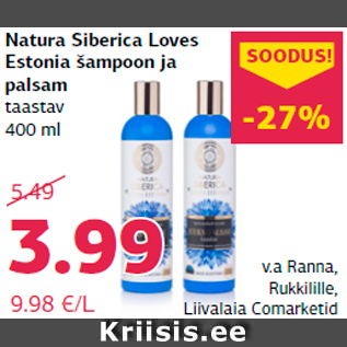 Allahindlus - Natura Siberica Loves Estonia šampoon ja palsam