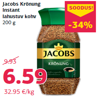 Allahindlus - Jacobs Krönung Instant lahustuv kohv 200 g