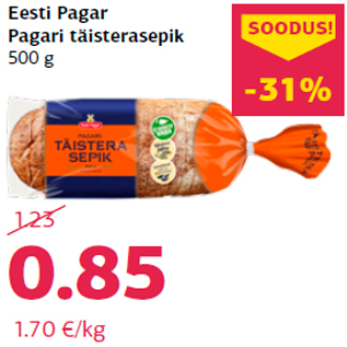 Allahindlus - Eesti Pagar Pagari täisterasepik 500 g