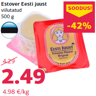 Allahindlus - Estover Eesti juust viilutatud 500 g