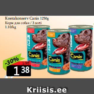 Allahindlus - Koerakonserv Canis 1250g