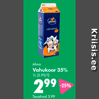 Allahindlus - Alma Vahukoor 35%, 1 l