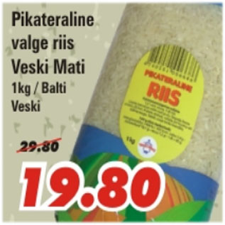 Allahindlus - Pikateraline valge riis Veski Mati