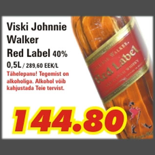 Allahindlus - Viski Johnnie Walker Red Label