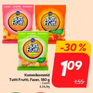 Скидка - Жевательные конфеты Tutti Frutti, Fazer, 180 г