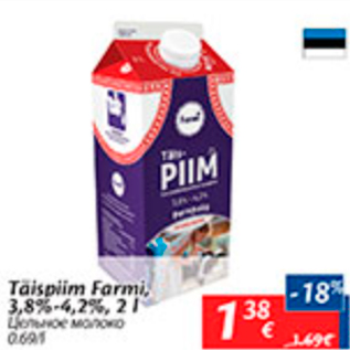 Allahindlus - Täispiim Farmi, 3,8% - 4,2%, 2 l