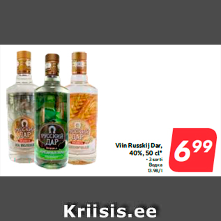 Allahindlus - Viin Russkij Dar, 40%, 50 cl*