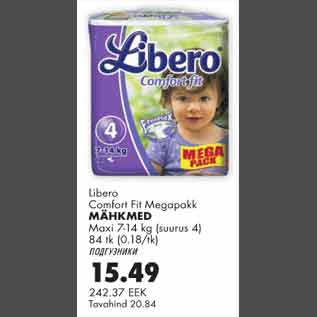 Allahindlus - Libero Comfort Fit Megapakk mähkmed