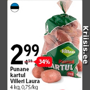 Allahindlus - Punane kartul Villeri Laura, 4 kg