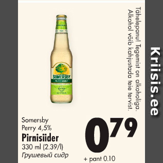 Allahindlus - Somersby Perry 4,5% Pirnisiider 330 ml