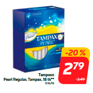 Allahindlus - Tampoon Pearl Regular, Tampax, 18 tk**