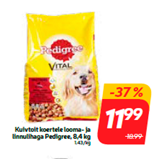 Allahindlus - Kuivtoit koertele looma- ja linnulihaga Pedigree, 8,4 kg