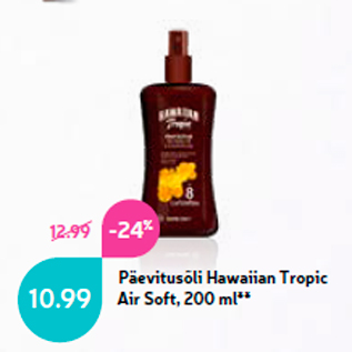 Allahindlus - Päevitusõli Hawaiian Tropic 10.99 Air Soft, 200 ml**