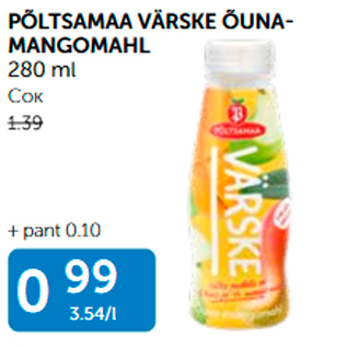 Allahindlus - PÕLTSAMAA VÄRSKE ÕUNAMANGOMAHL 280 ml