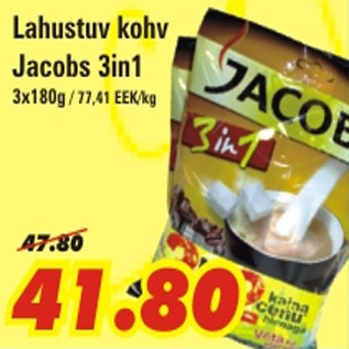 Allahindlus - Lahustuv kohv Jacobs 3in1