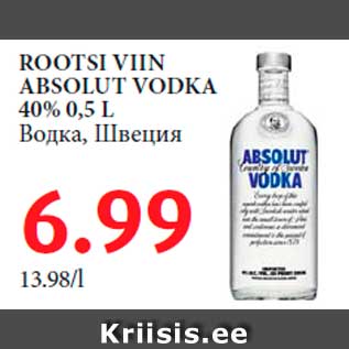 Allahindlus - ROOTSI VIIN ABSOLUT VODKA