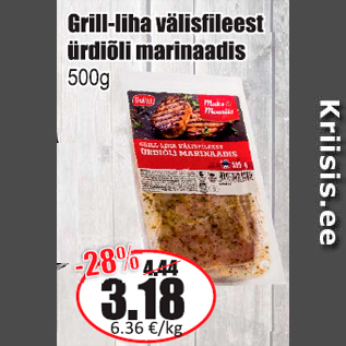 Allahindlus - Grill-liha välisfileest ürdiõli marinaadis 500 g