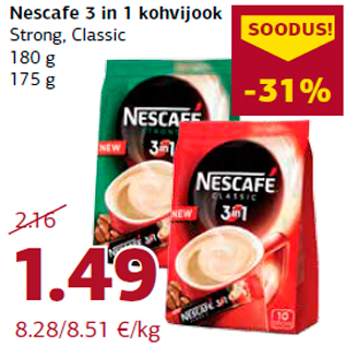 Allahindlus - Nescafe 3 in 1 kohvijook