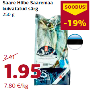 Allahindlus - Saare Hõbe Saaremaa kuivatatud särg 250 g