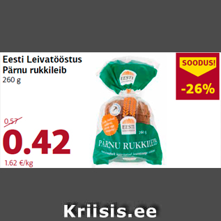 Allahindlus - Eesti Leivatööstus Pärnu rukkileib 260 g