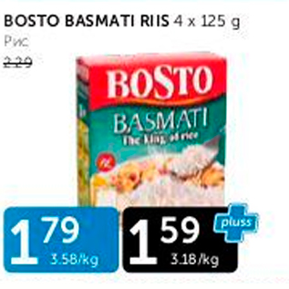 Allahindlus - BOSTO BASMATI RIIS 4 X 125 G